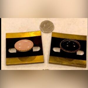 2 pc. Pin set w/ rose quartz & black onyx